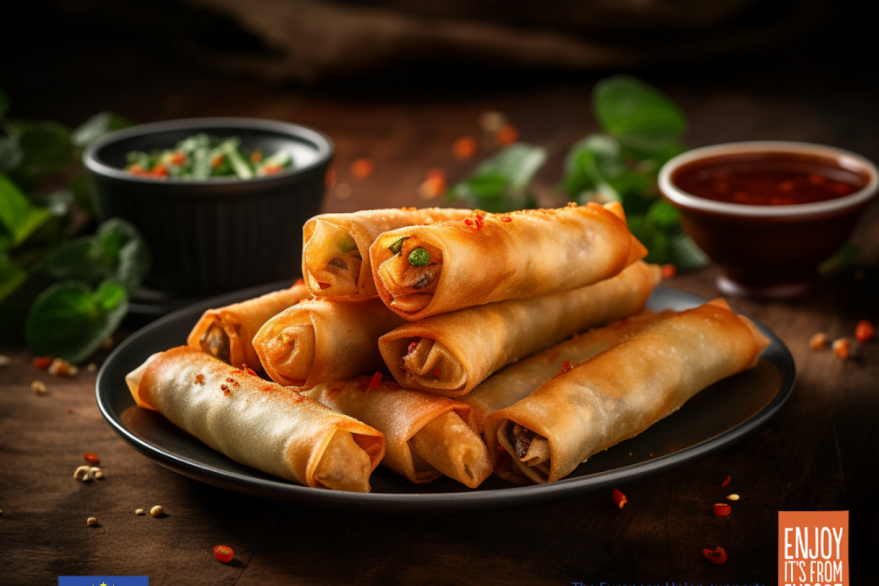 Spring rolls with European Corinthian black raisins